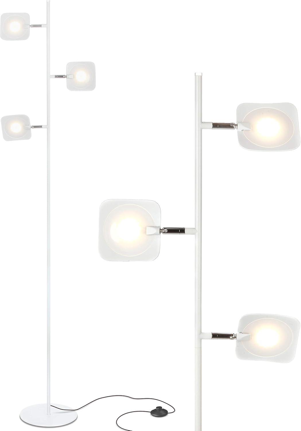 White Adjustable Multi-Head LED Floor Lamp with Dimmer