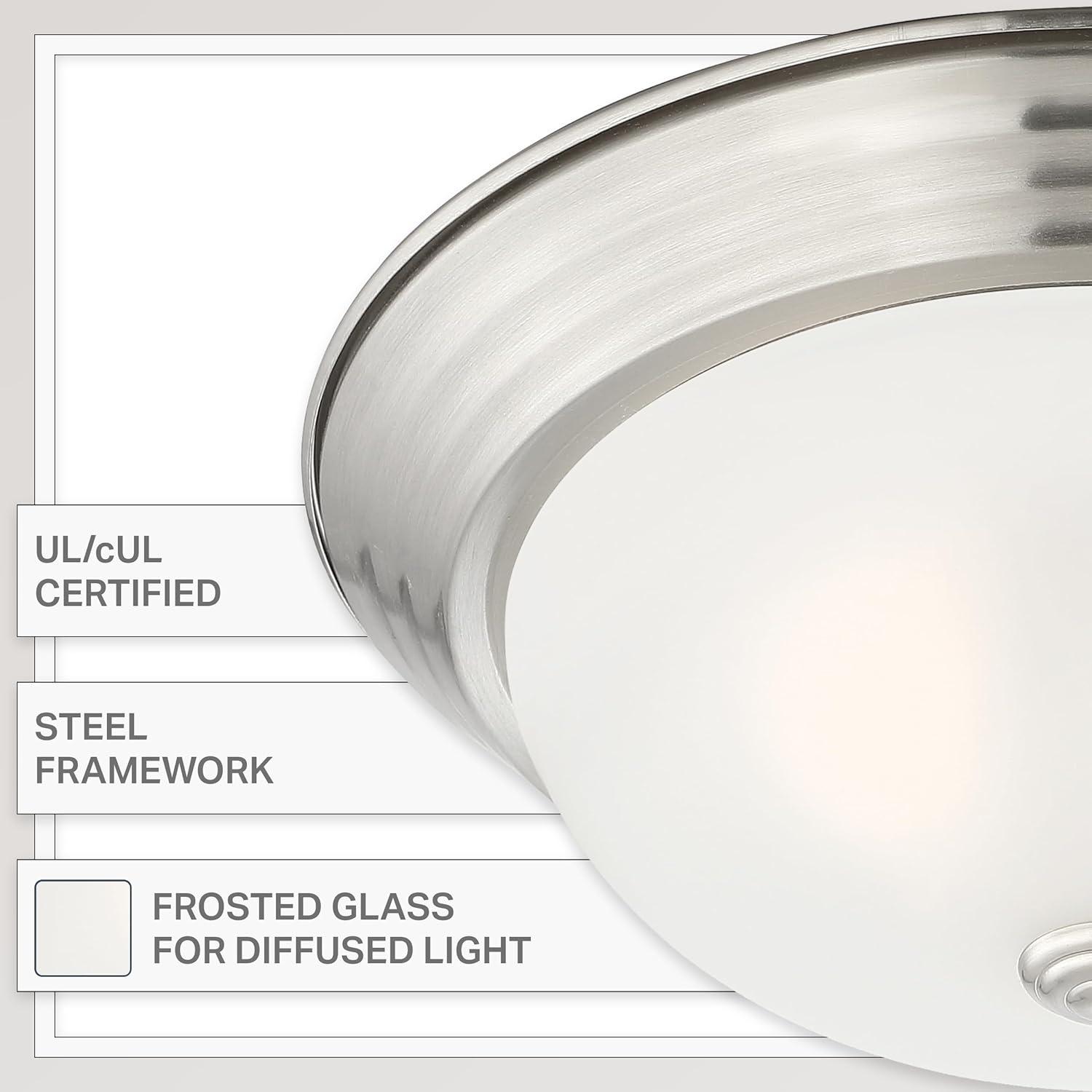 1257M-SP-W-Designers Fountain-13 Inch 2 Light Flush Mount-Satin Platinum Finish-Etched Glass Color
