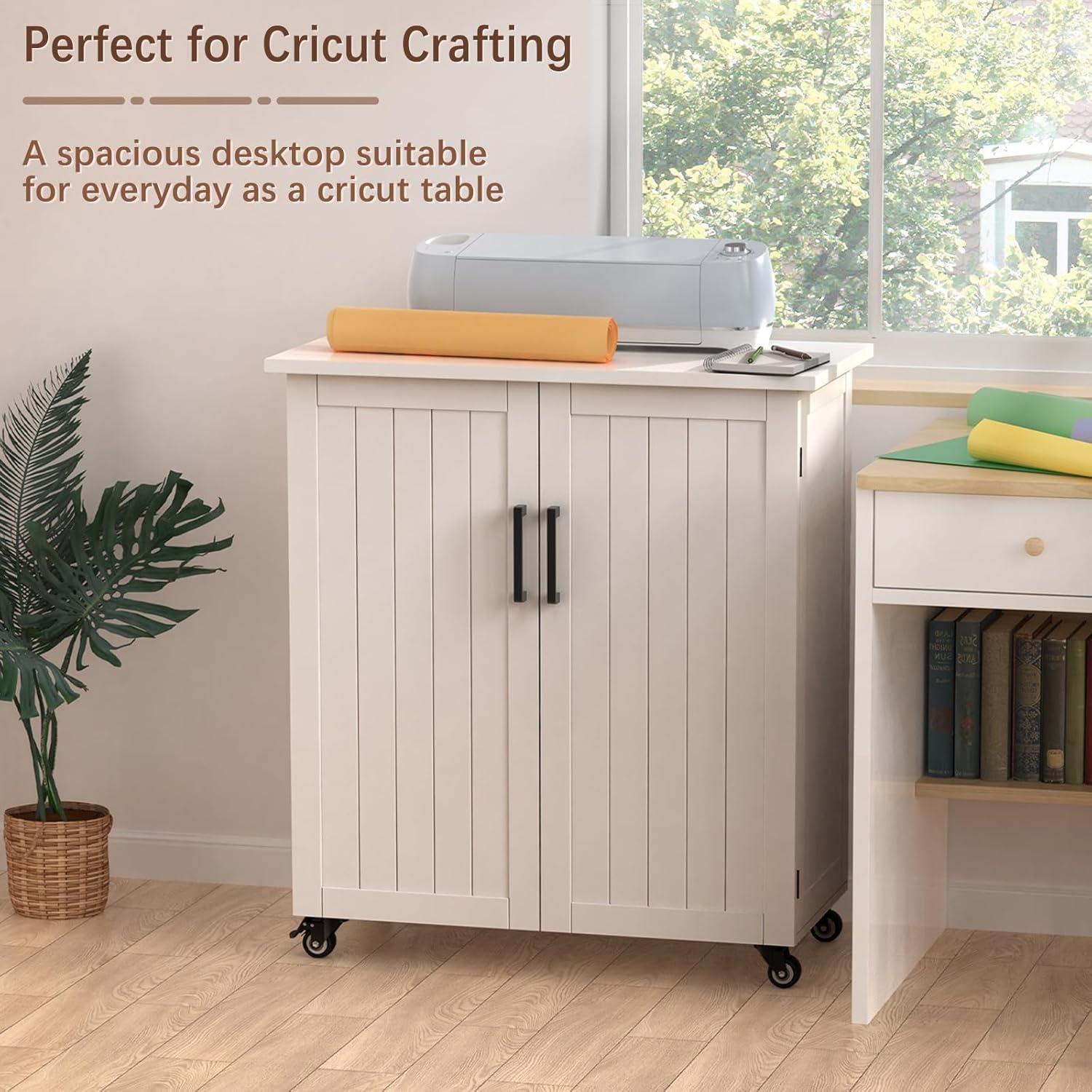 GDLF Craft Cart Compatible with Cricut Machine, Rolling Cricut Cabinet with Storage 31.6"W x 15.8"D x 34.9"H