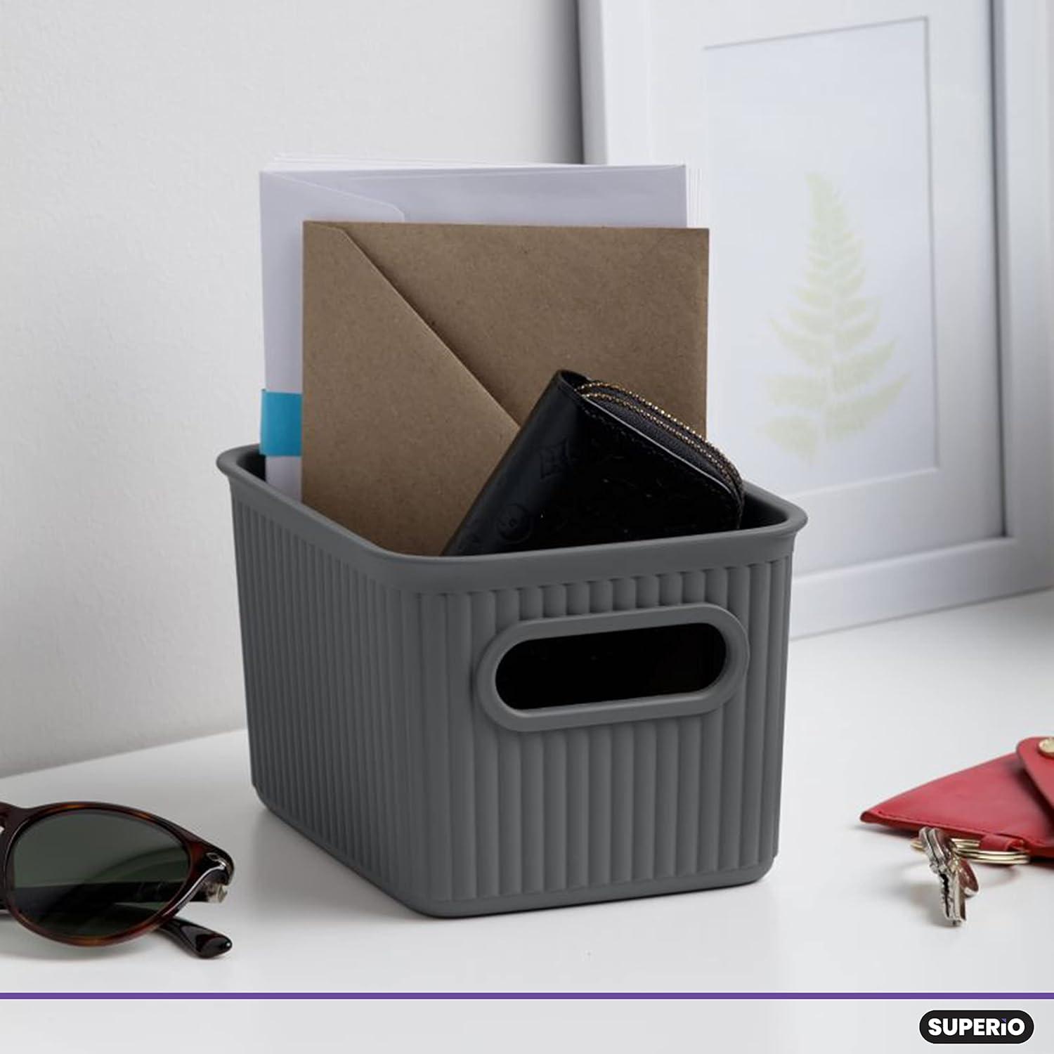 Superio Ribbed Plastic Basket Set