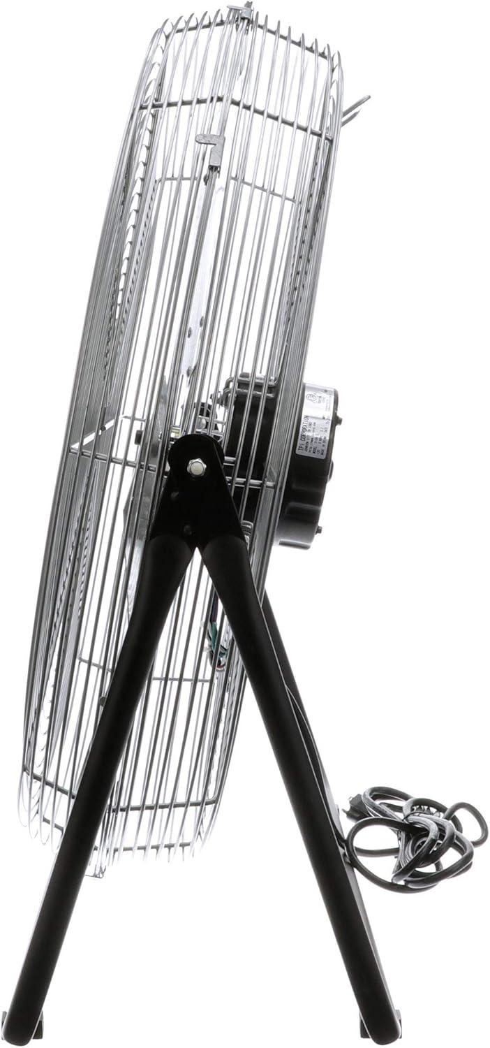 Gray 24-Inch Aluminum Industrial Floor Fan with 3-Speed Dial