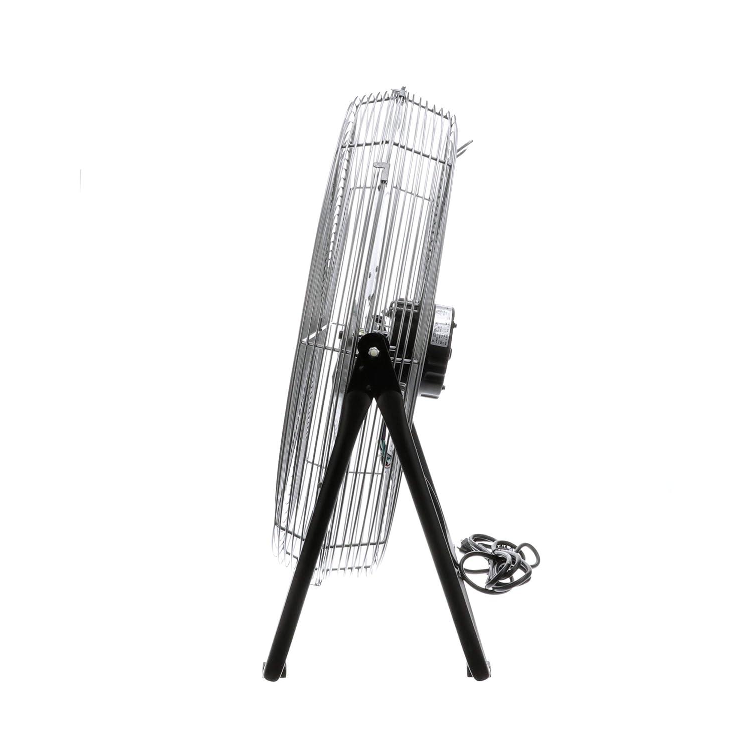 Gray 24-Inch Aluminum Industrial Floor Fan with 3-Speed Dial