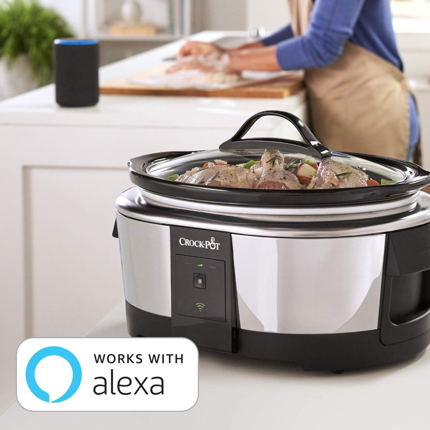 Open Box Slow Cooker 6-Quart Programmable Stainless Steel Compatible w/ Alexa (Good)