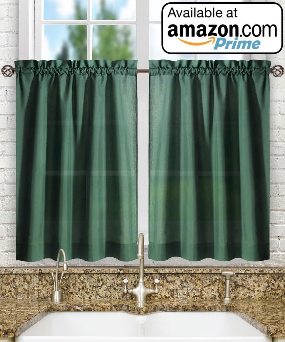 Ellis Stacey 1.5" Rod Pocket High Quality Fabric Solid Color Window Ruffled Swag 60"x38" Sage