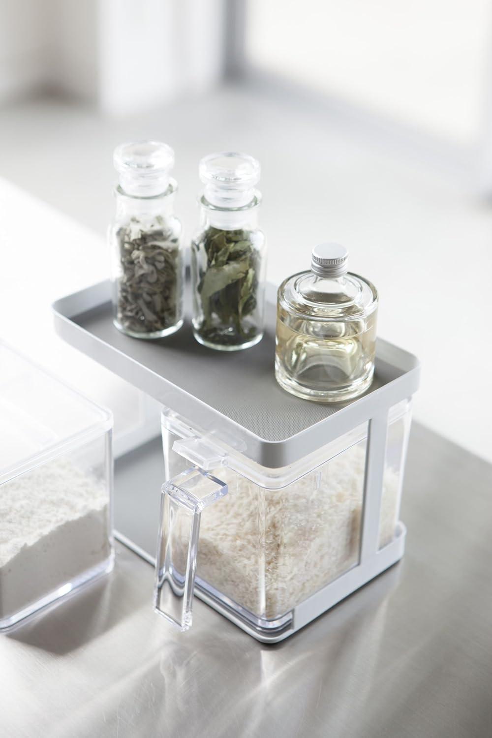 Tower Yamazaki Home Pantry Canisters With Rack, Kitchen Container Storage Organizer, Steel + Plastic