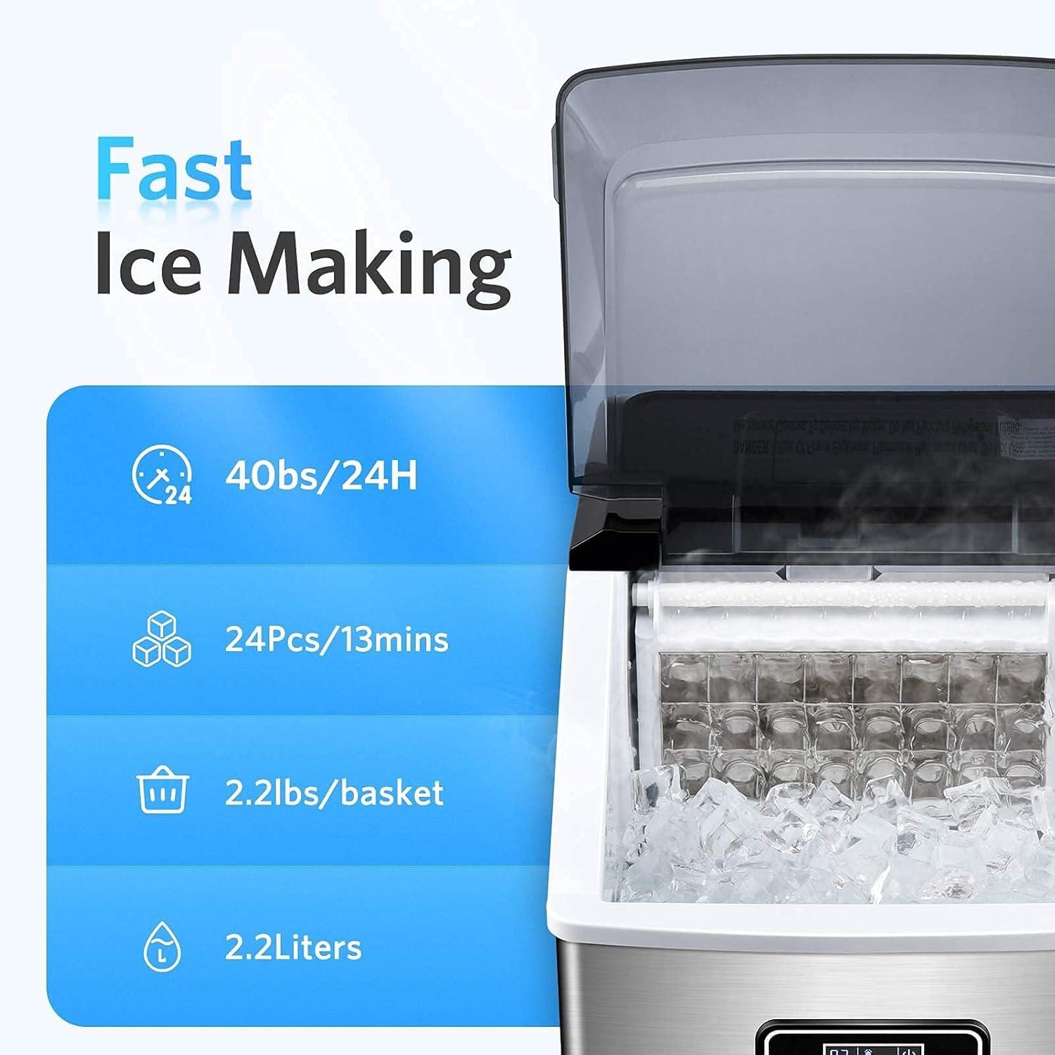 Compact Black Portable Countertop Ice Maker with Self-Cleaning