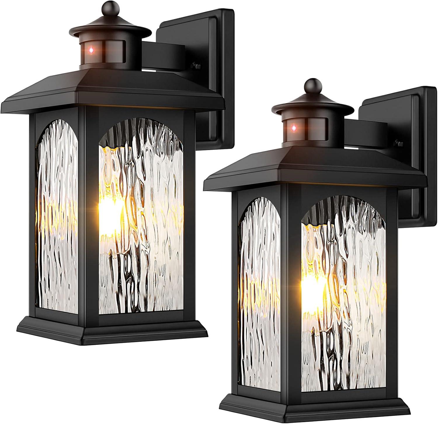 Matte Black Medium Outdoor Lantern Sconce with Clear Glass