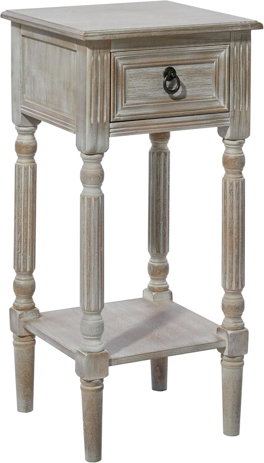 Rustic Country Wood Accent Table - Olivia & May: French Style, Tall End Table for Living Room with Drawer