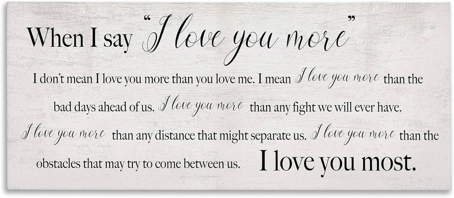 I Love You Most Sentiments Beige Canvas Wall Art, 17 x 40