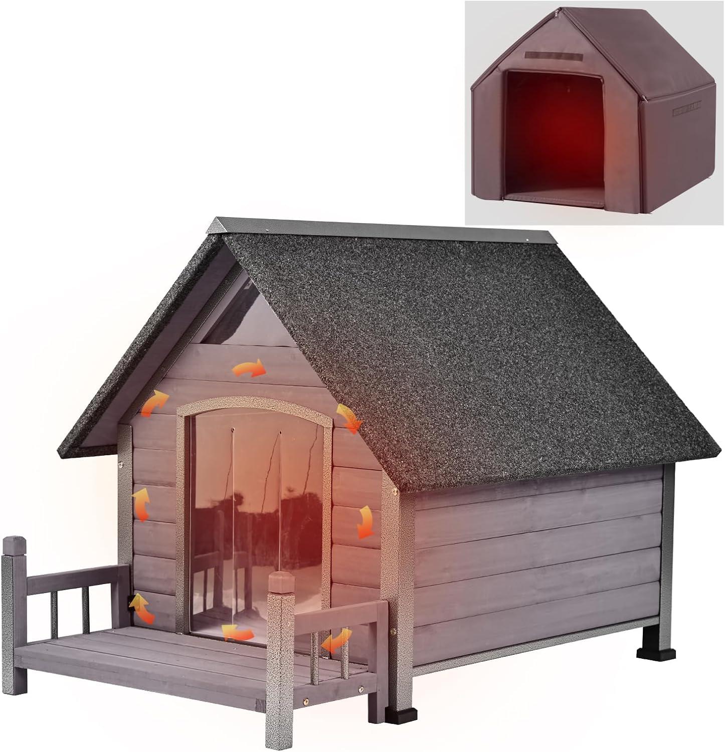 Aivituvin-AIR81-IN Medium Insulated Dog House Gray 32.9"(L) x 45" (W) x 32.6"(H)