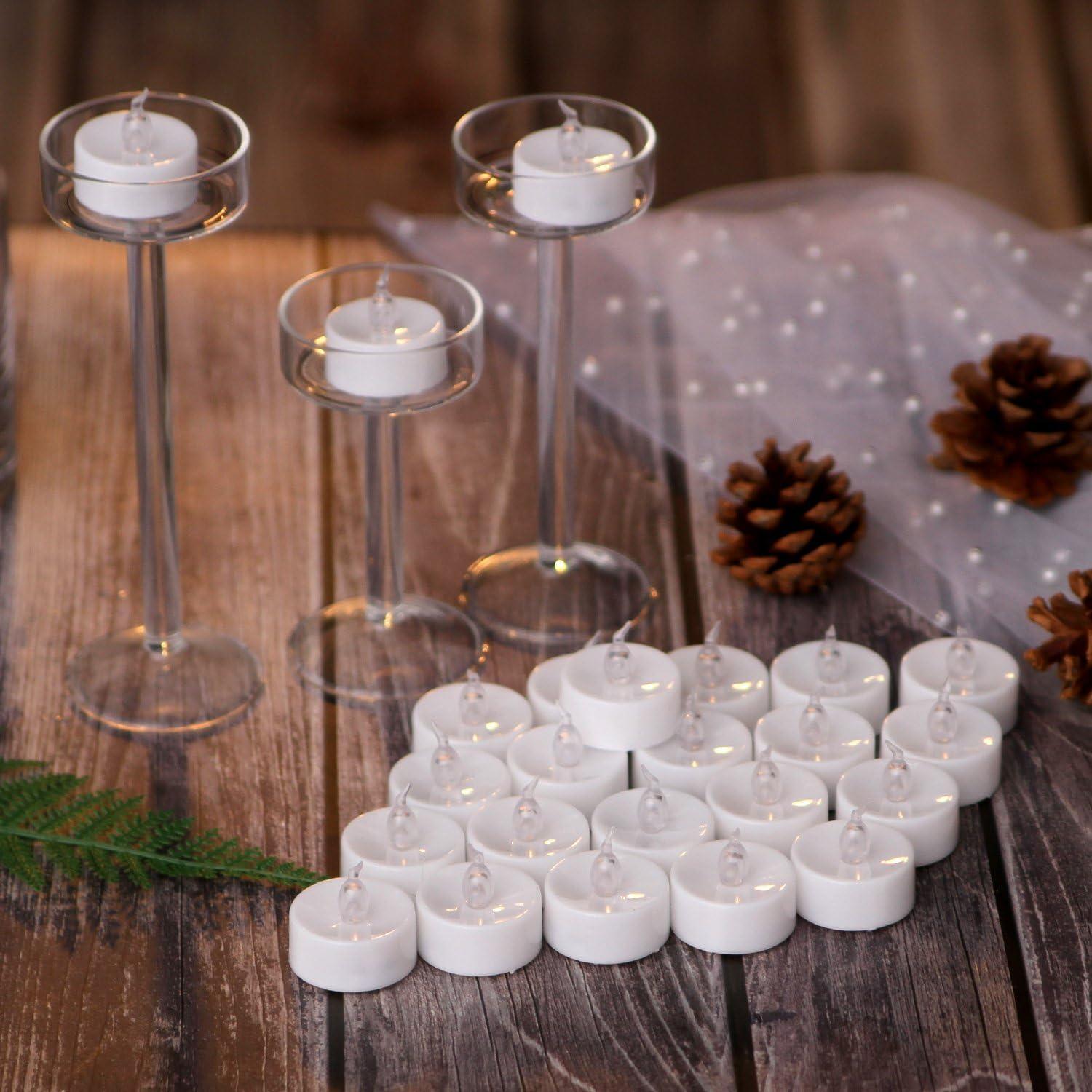 AGPTEK Timer No flicker Flameless LED Candles Battery-Operated Long Lasting Tealights for Wedding Holiday Party Home Decoration 24pcs(Warm White)