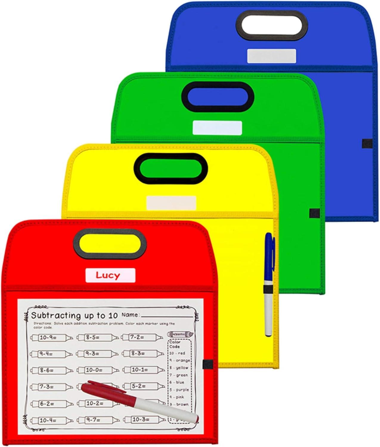 C-Line® Portable Dry Erase Pockets - Study Aid, Assorted Primary Colors, 10 x 13, 1/EA