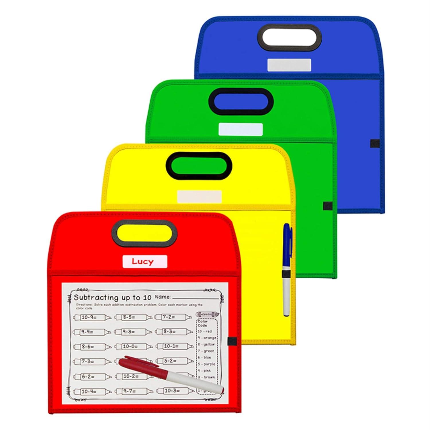 C-Line® Portable Dry Erase Pockets - Study Aid, Assorted Primary Colors, 10 x 13, 1/EA