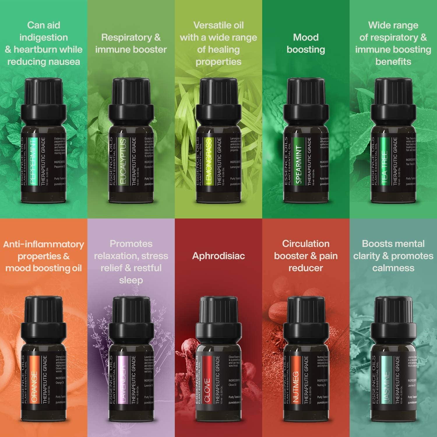 Pure Daily Care Himalayan Aromatherapy Pink Salt Diffuser & 10 Essential Oils (Light Wood)