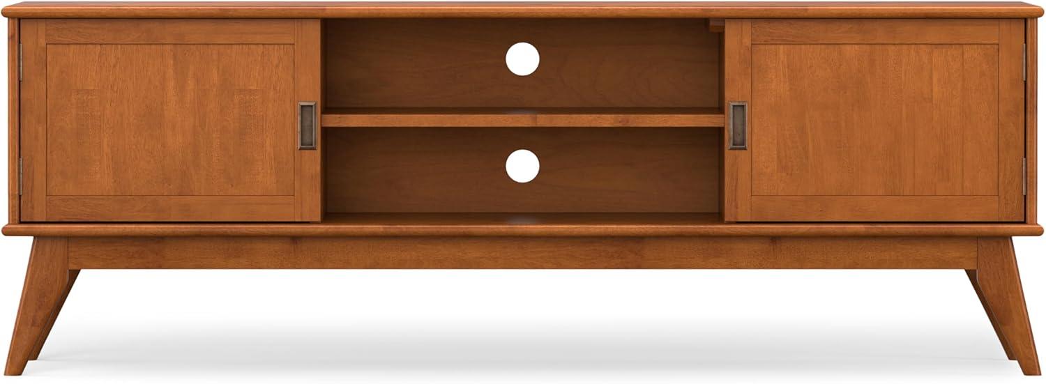Simpli Home Draper 72"W Solid Hardwood Mid-Century Modern TV Stand for TVs up to 80" with Adjustable Shelves