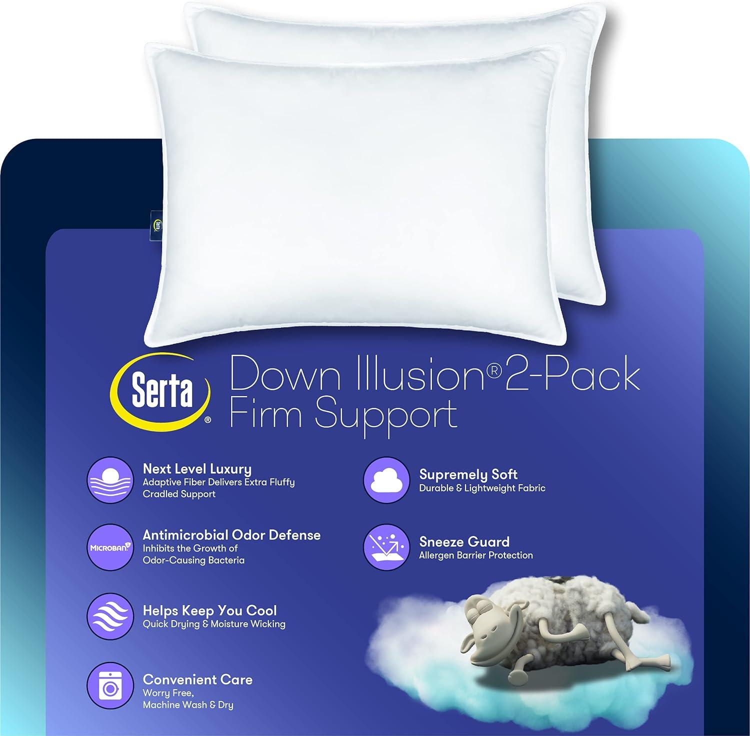 White Hypoallergenic Polyester Medium Density Pillow 2-Pack