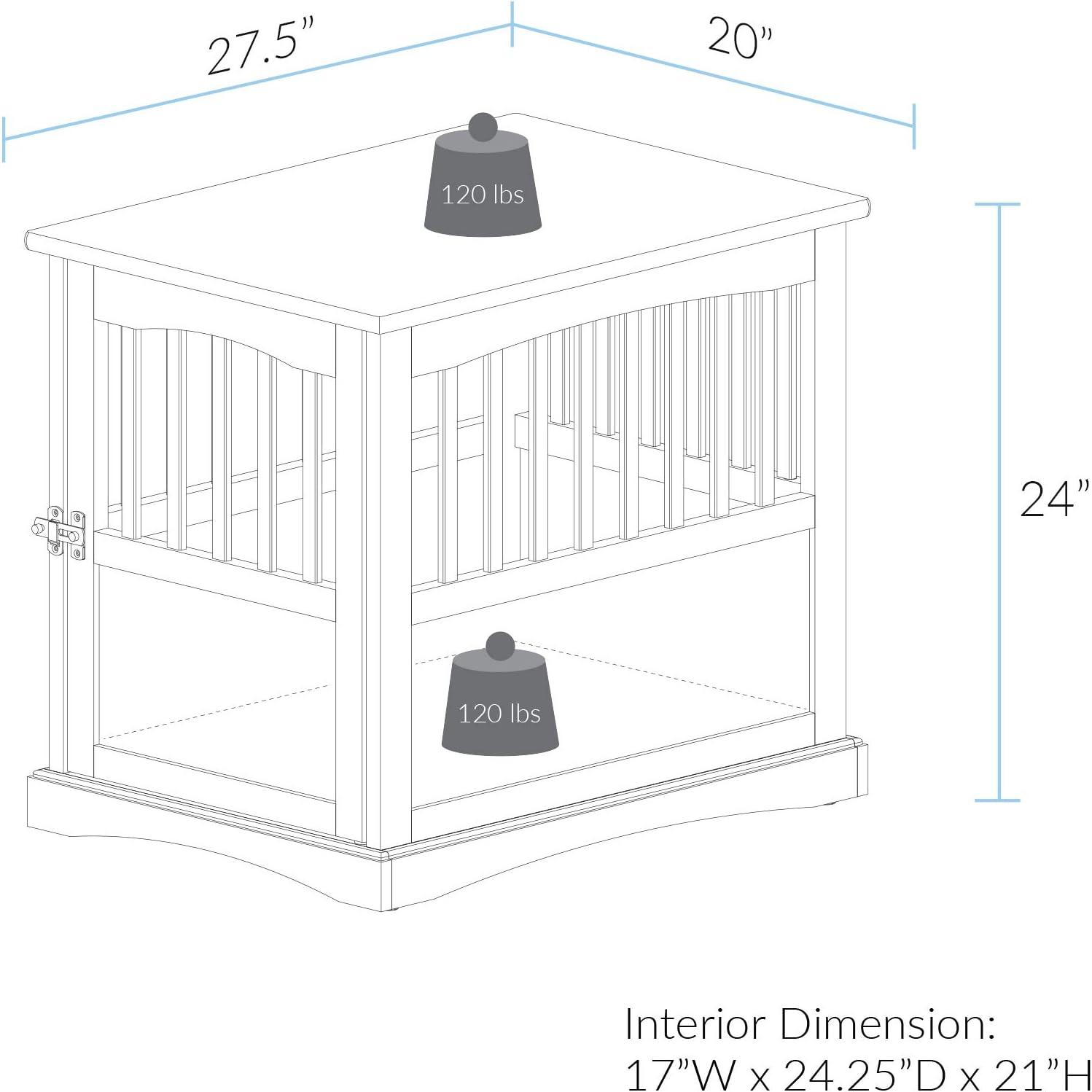 Newport Pet Dog Crate Furniture End Table, Brown, 24"