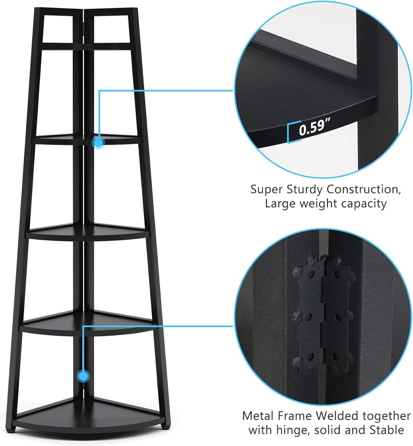 Hommoo 5-Tier Corner Shelf, 70" Tall Corner Ladder Shelf Small Bookshelf White