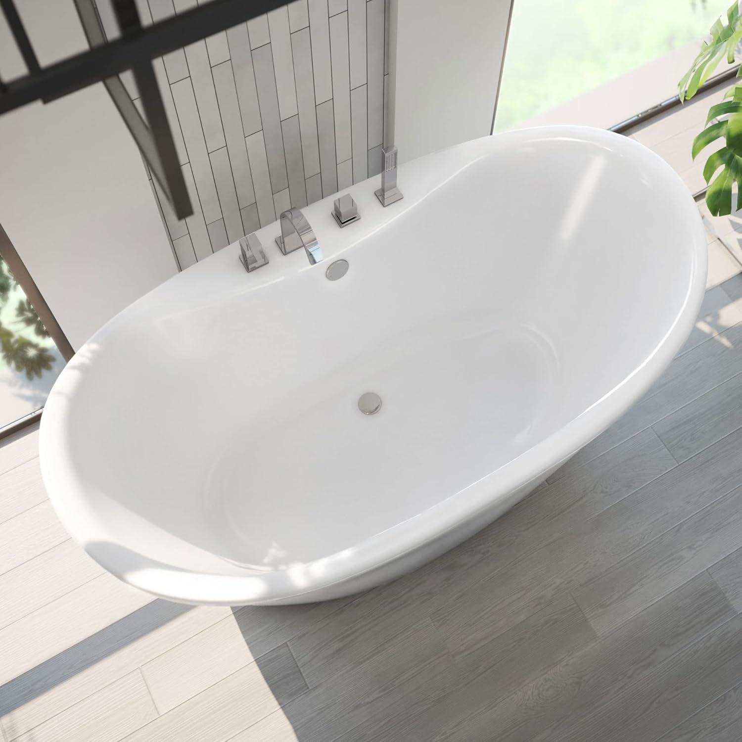 60" L x 32" W Free Standing Soaking Acrylic Bathtub
