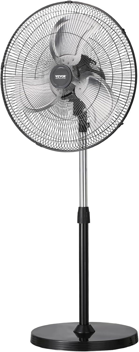 Vevor GYLSFS16INCH0LFIYV1 16 in. 3-Speed Industrial Pedestal Fan Oscillating Height Adjustable - Silver