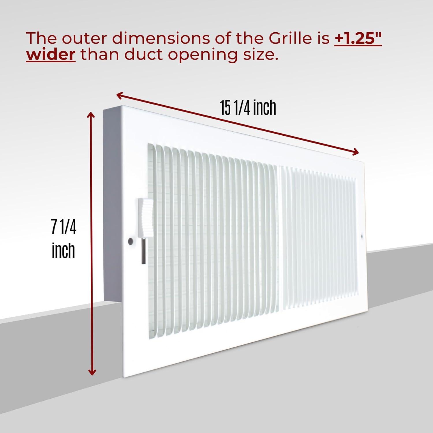 White Steel Baseboard Air Supply Grille with Multi-Shutter Damper