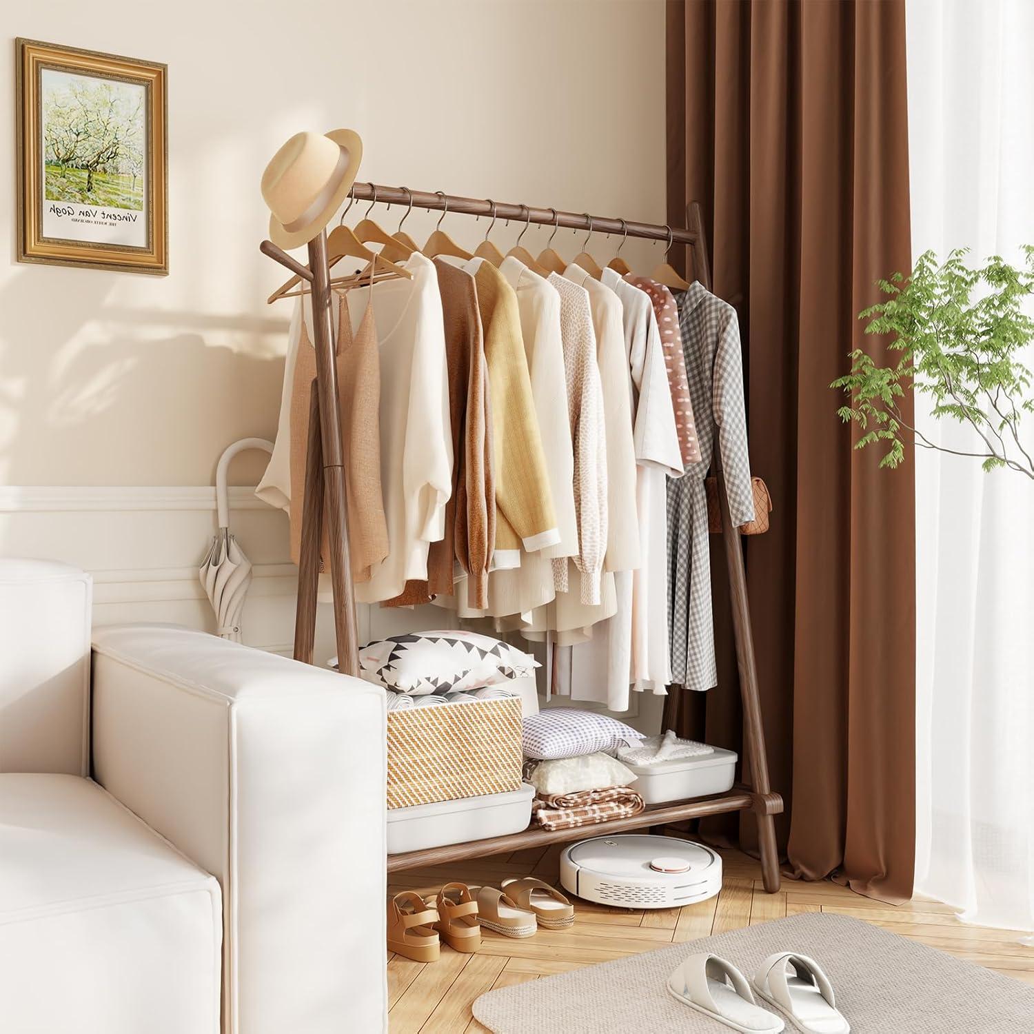 Clothes Rack,Clothing Rack with Shelf and Hook, Sturdy and Portable,Garment Rack