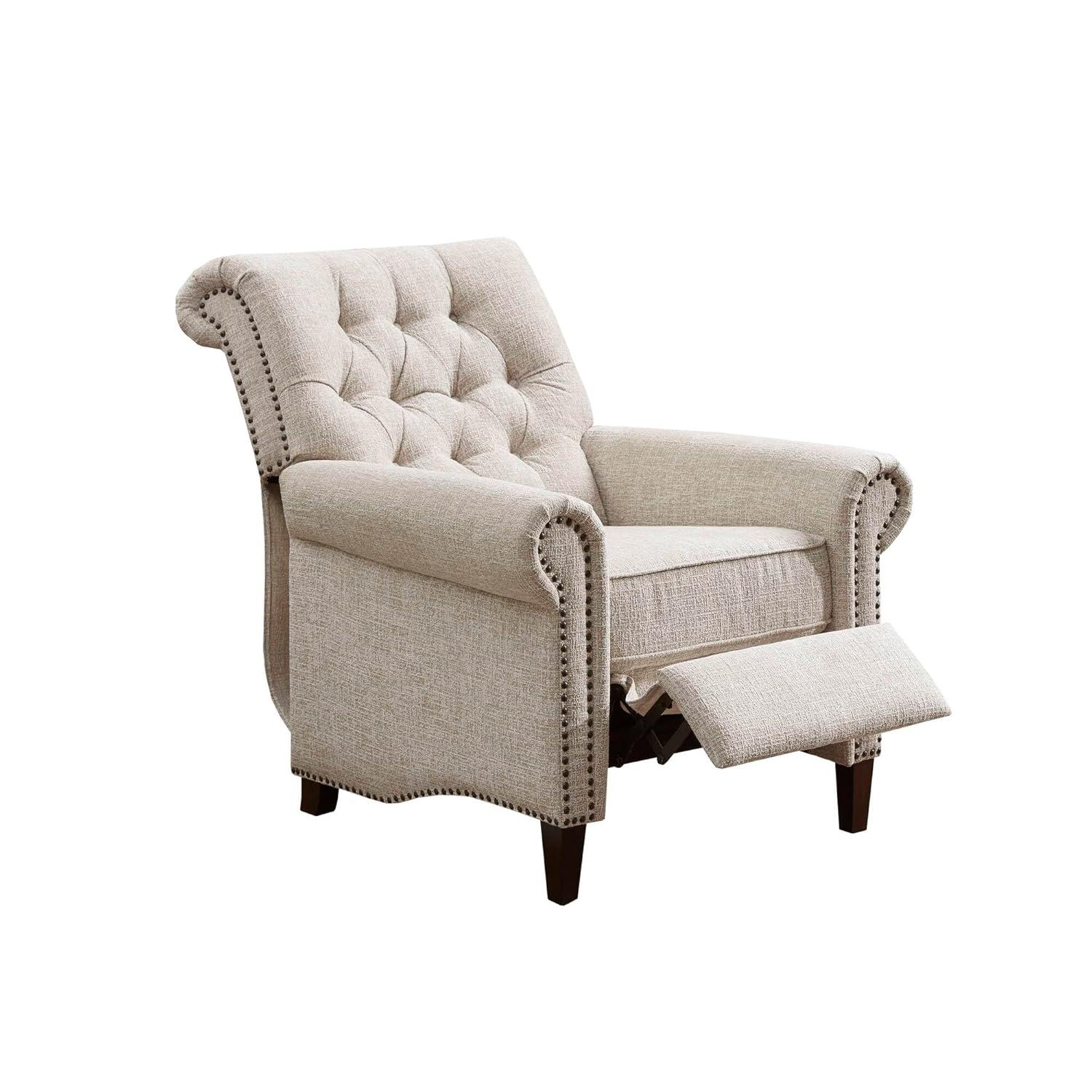 Madison Park Zak Recliner Chair Cream : Polyester Upholstery, Wood Legs, Foam Fill, Spot Clean
