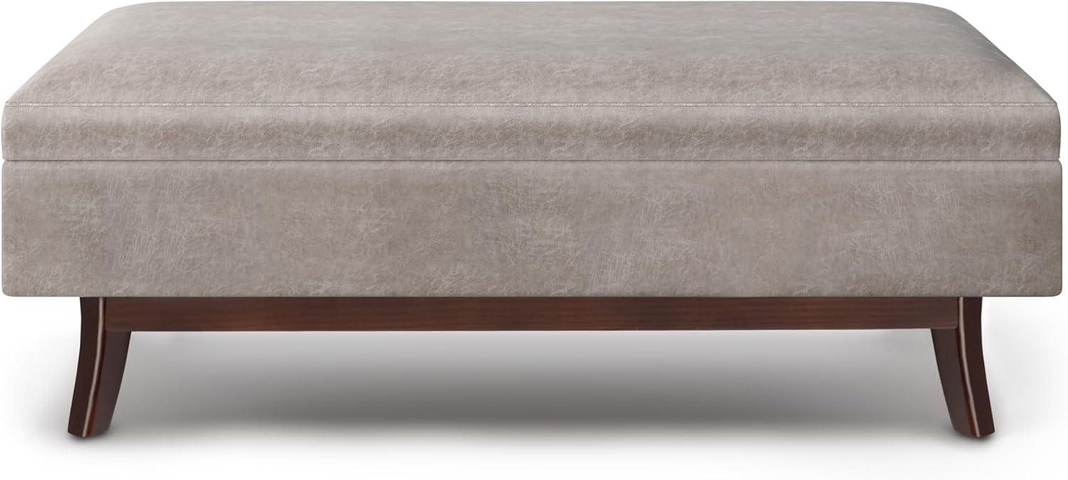 Owen 48" Gray Taupe Faux Leather Storage Ottoman