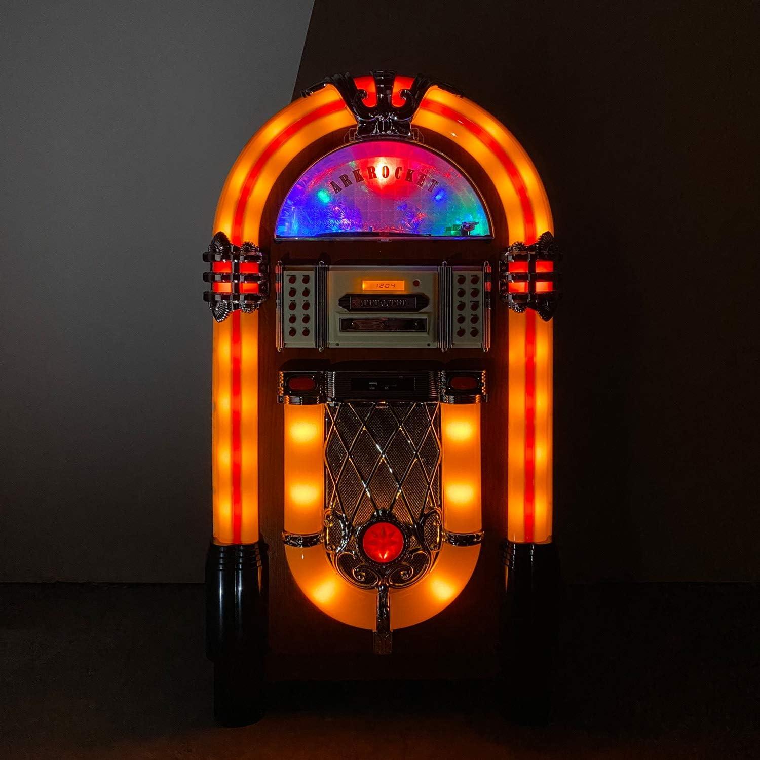 Arkrocket Taurus Jukebox Vinyl Record Player Bluetooth USB SD CD Player Radio Retro Turntable Classic Jukebox (Taurus - Classic)