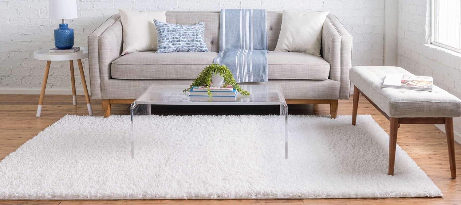 Unique Loom 4' 0 x 6' 0 Davos Shag White Area Rug