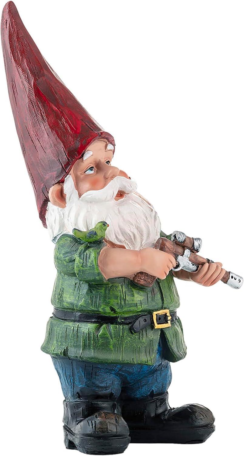 11" Polyresin Hunting Shirt Garden Gnome Statue Green - Alpine Corporation: Weatherproof Outdoor Decor