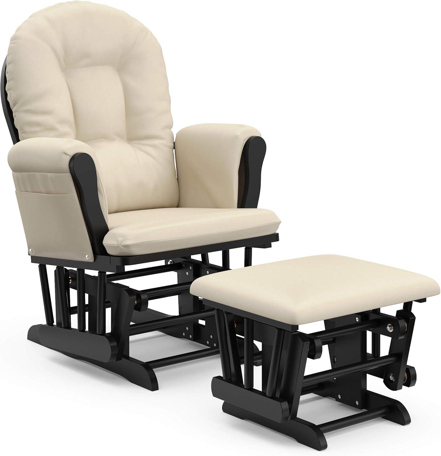 Storkcraft Hoop Infant Nursery Glider and Ottoman, Black with Beige