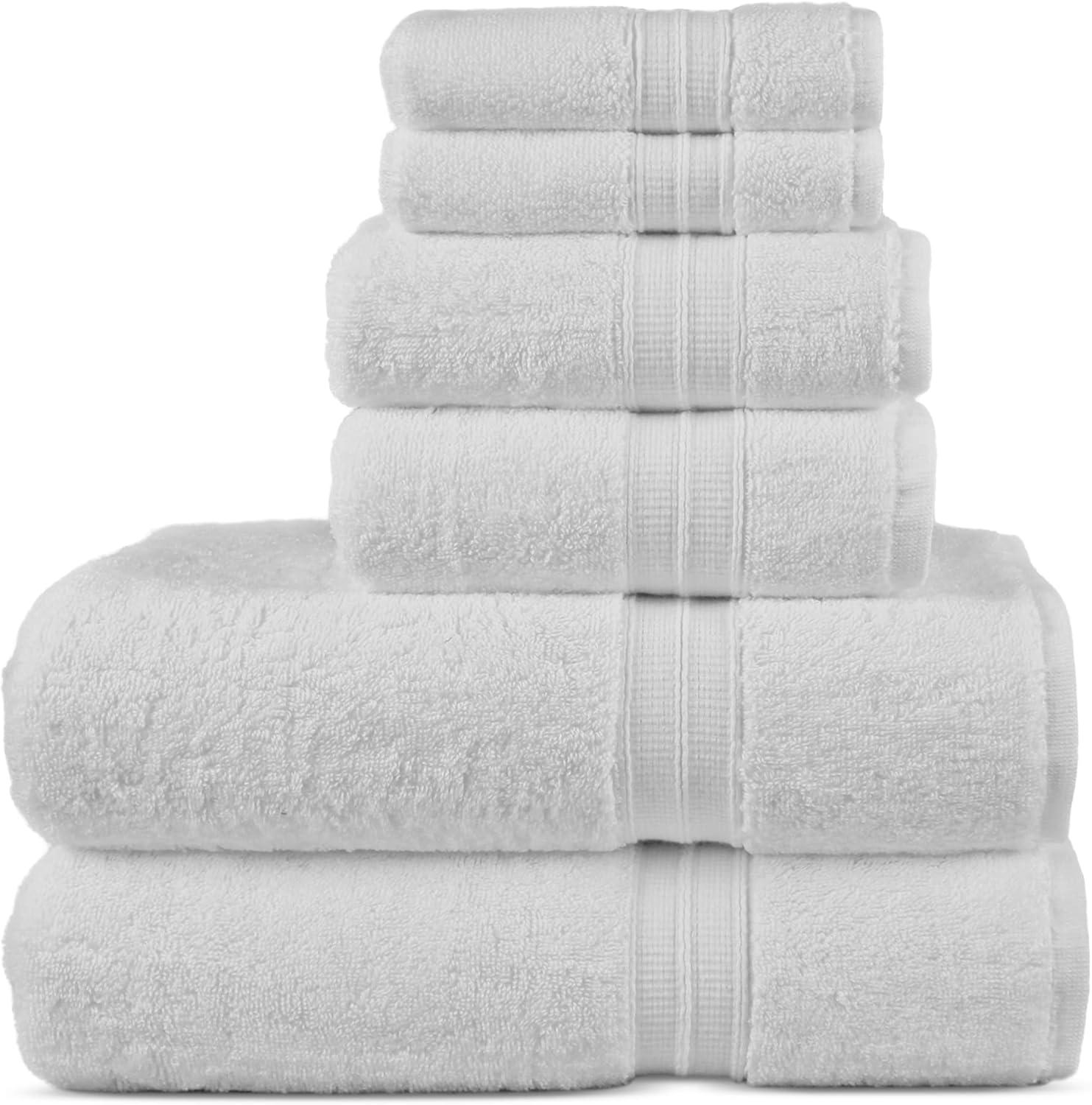 White 6-Piece Ultra Soft Turkish Cotton Washcloth Set