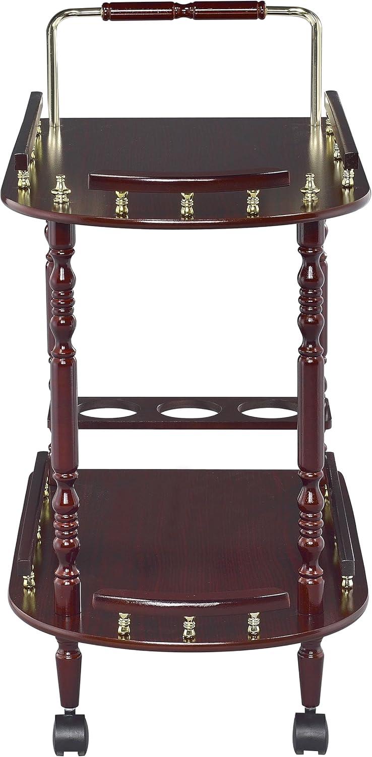Coaster Palmer Traditional 2 Tier Wood Serving Cart Merlot/Brass
