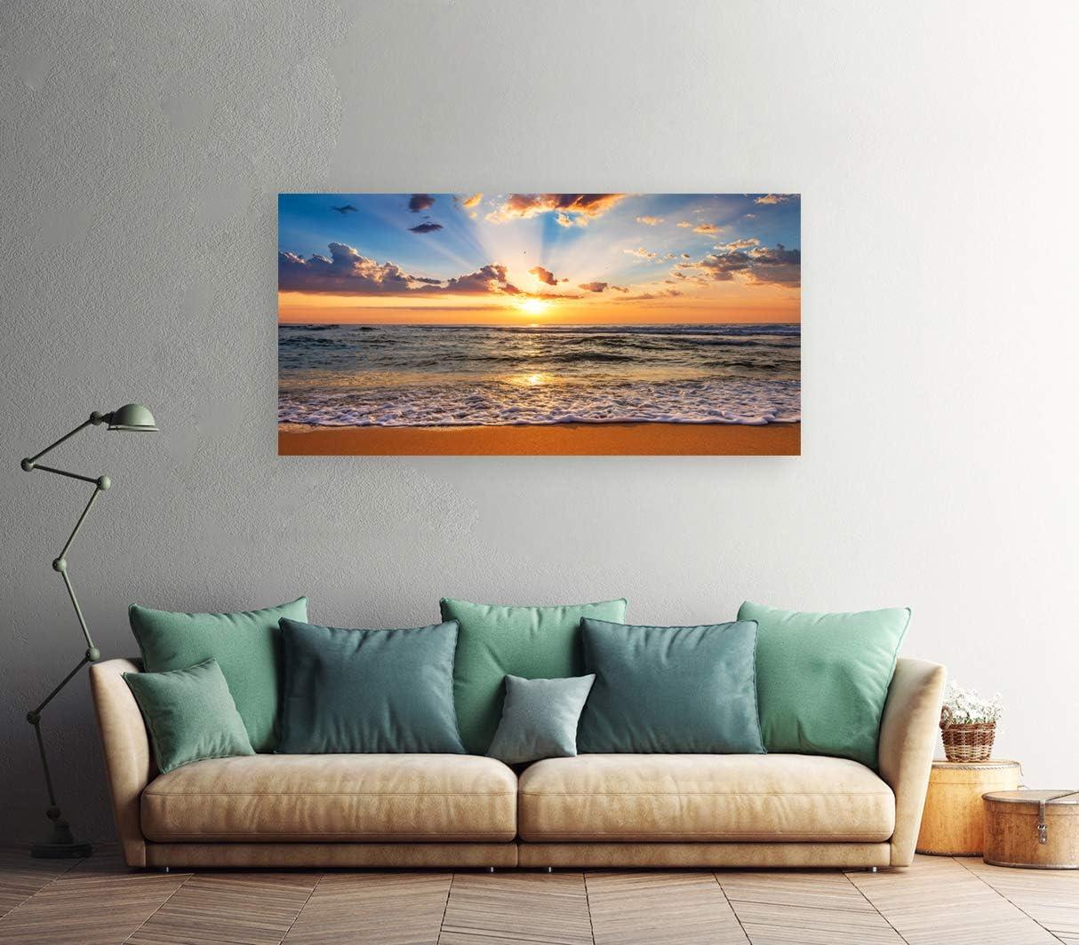 Sunrise Ocean Beach Landscape Canvas Print, 40 x 20 inches