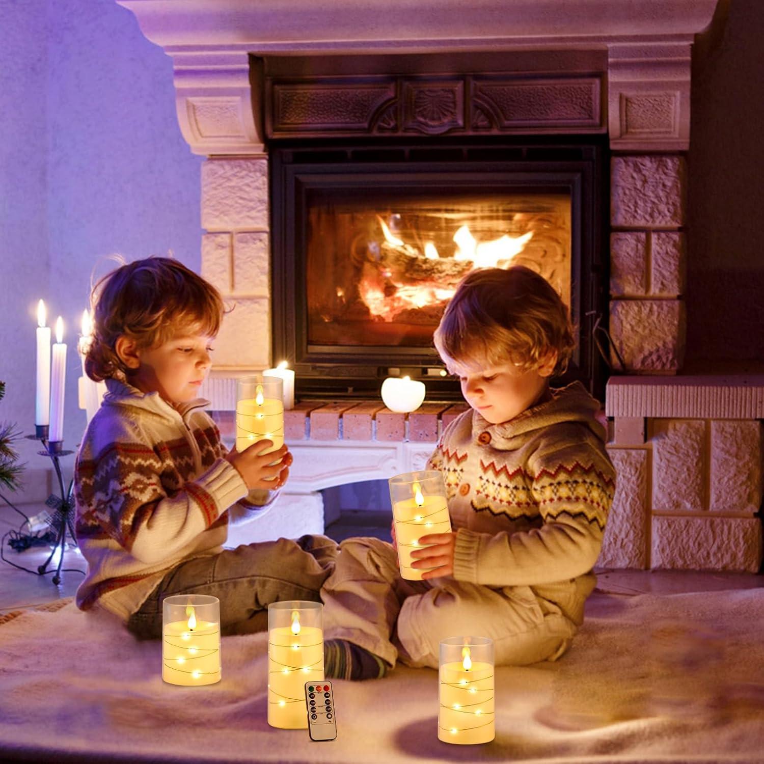 Aignis Indoor Flameless LED Candles Battery Operated with Remote Timer and Wax-Like Shell for Home/Wedding/Holiday Decor, Set of 2(D 2.95" x H 6")