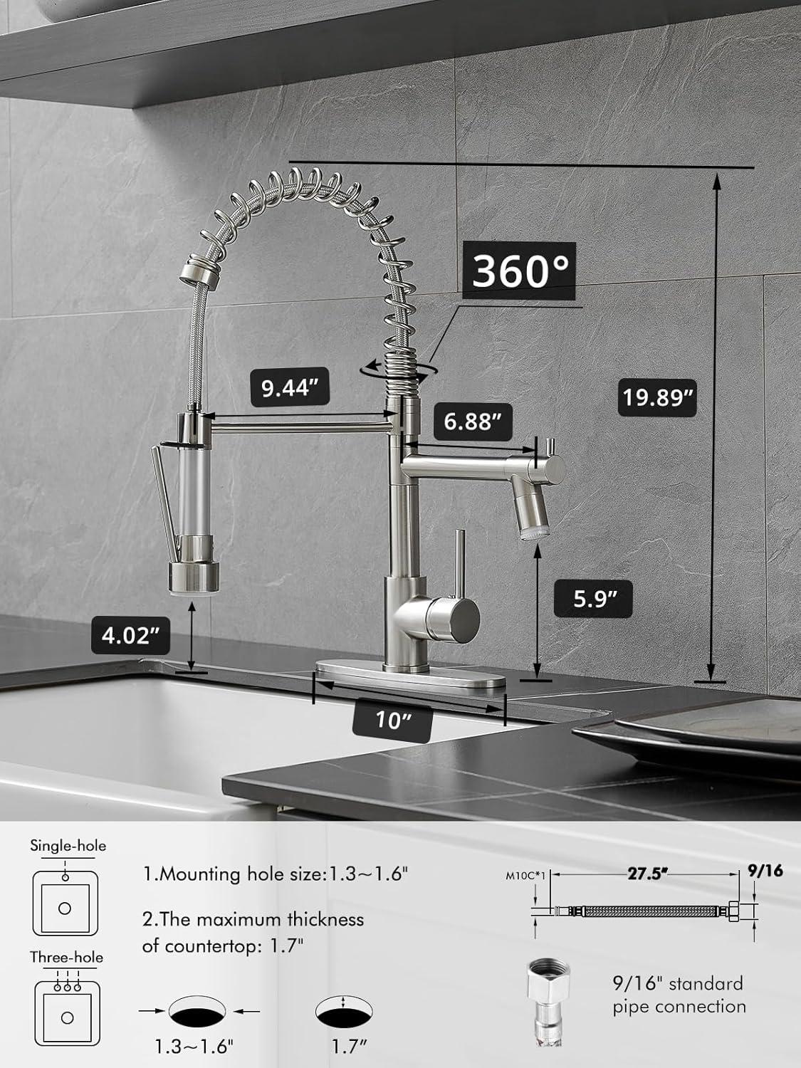 Brushed Nickel Pull-Out Spray Kitchen Faucet with LED Light