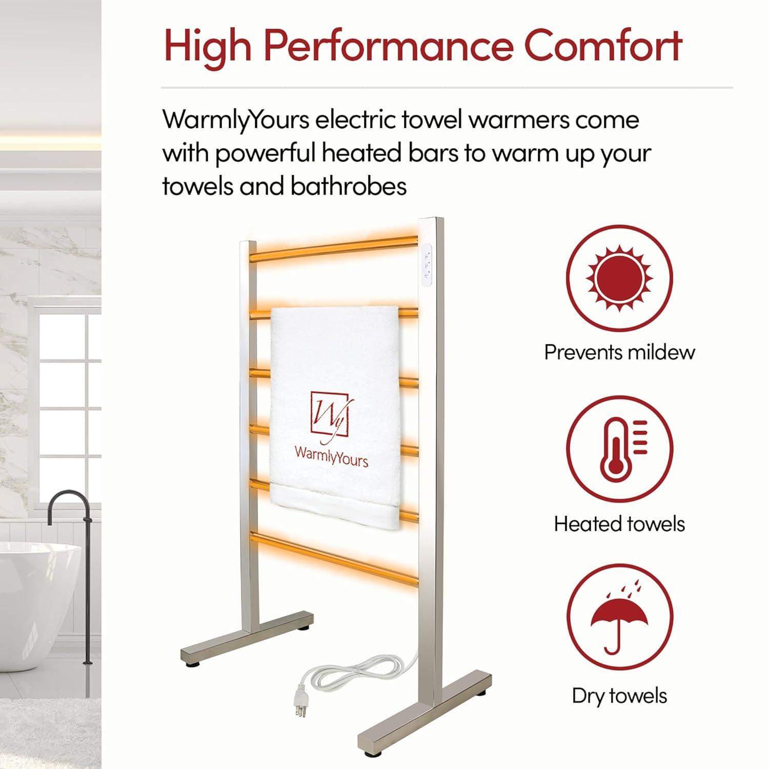Ibiza Electrical Freestanding Towel Warmer, Polished, Plug-in, 6 Bars