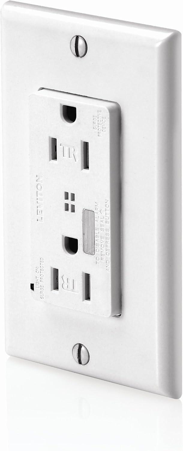 White Tamper-Resistant Duplex Receptacle with Wall Plate and Indicator Light