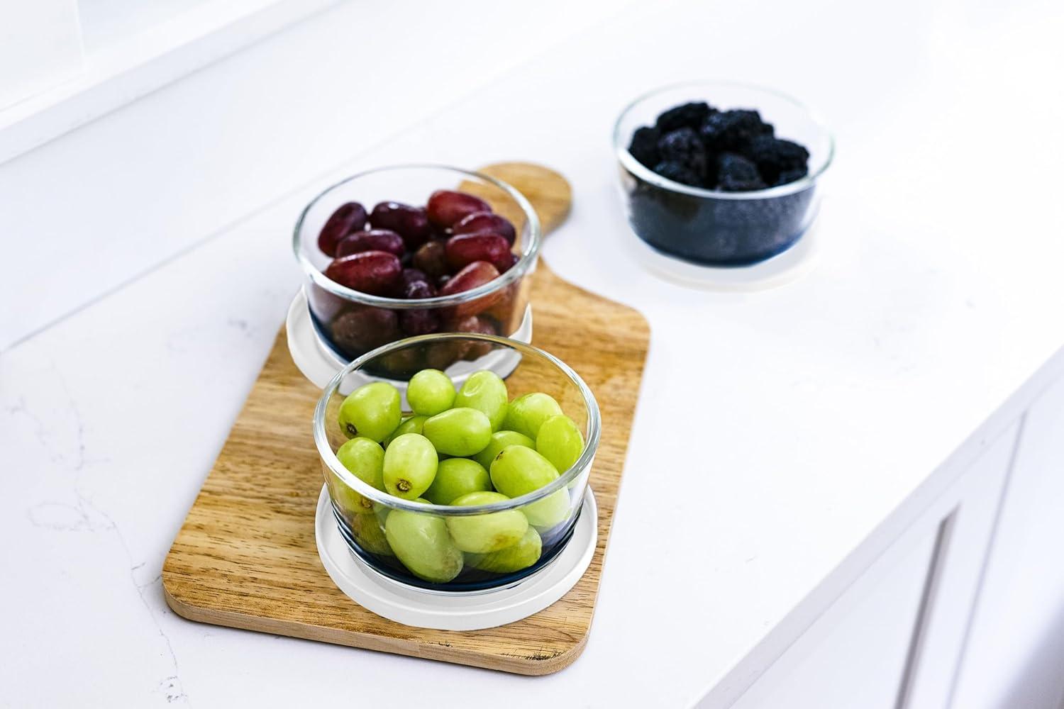 Dura Culina® 8pc 1 Cup Size Glass Food Round Storage Set - White