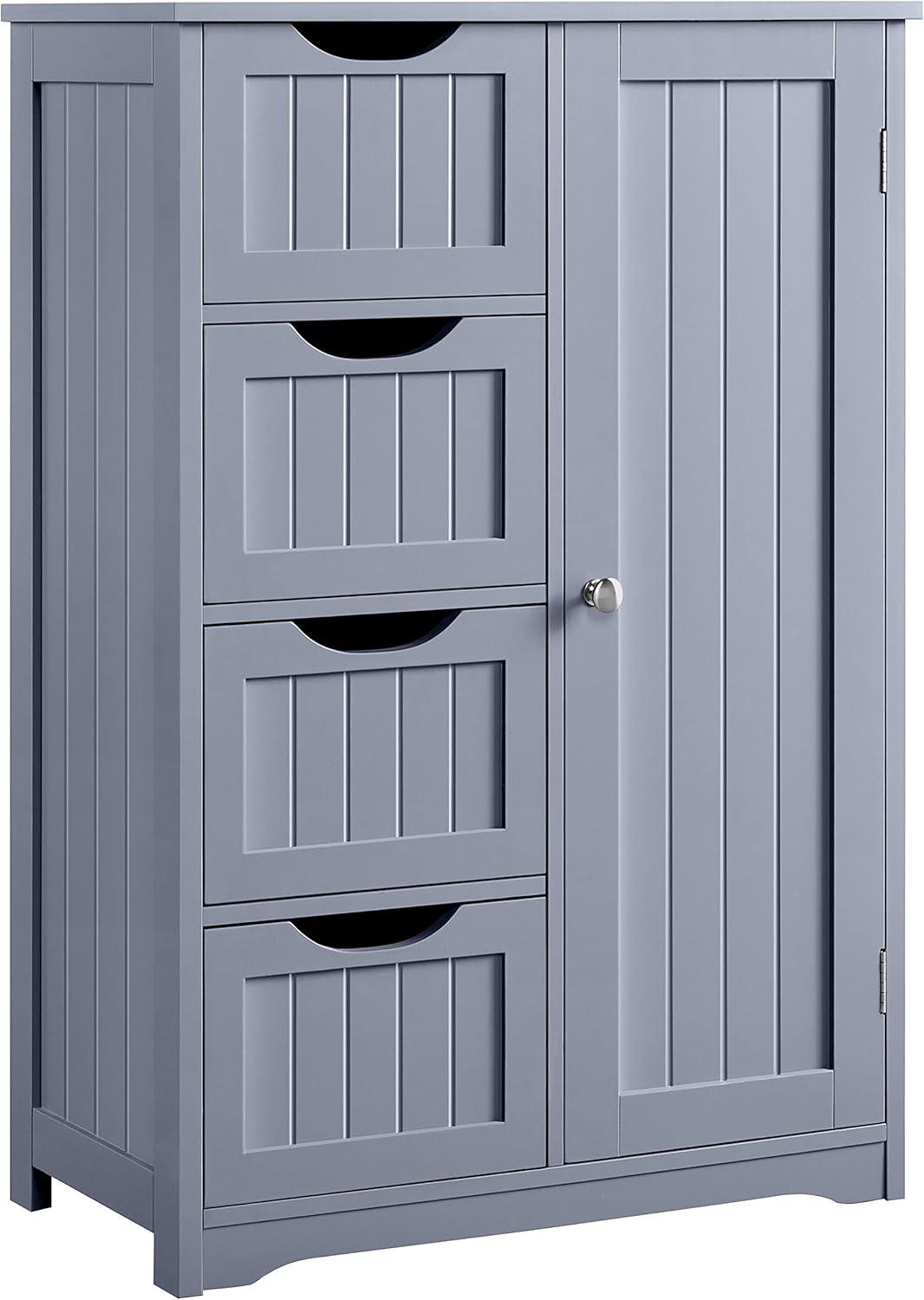 Yaheetech Wooden Bathroom Floor Cabinet with 4 Drawers Gray