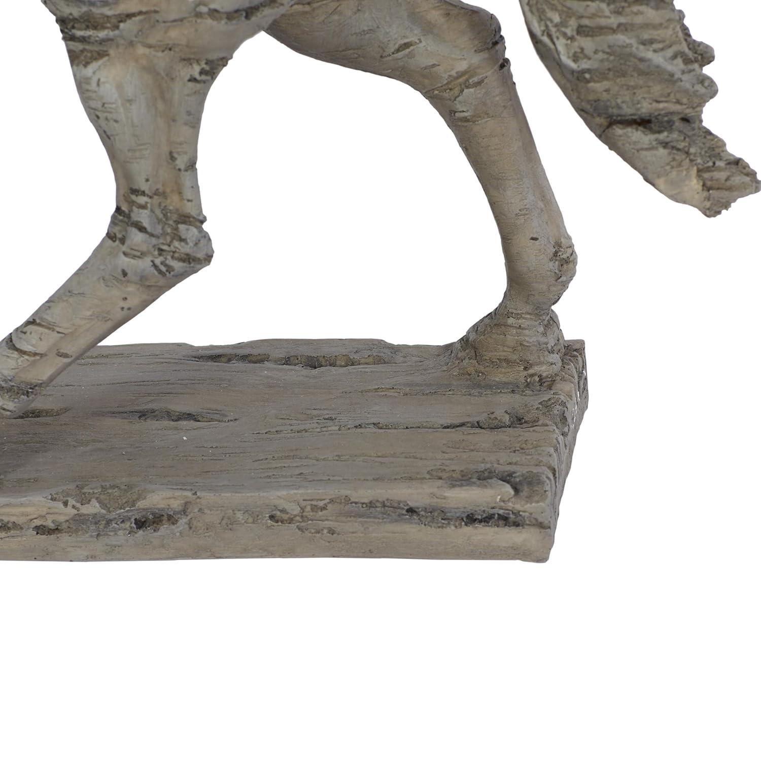 Deco 79 Polystone Horse Decorative Sculpture Prancing Home Decor Statue, Accent Figurine 21" x 6" x 18", Beige