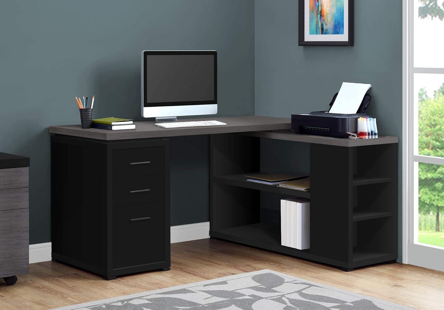 Monarch Specialties Computer Desk L-Shaped, Corner 3 Drawers, 2 Open Shelves, 3 Cubbies, 60"L X 47"W