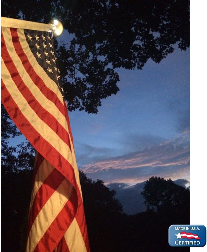 White Nylon American Flag Kit with Solar Light and Pole