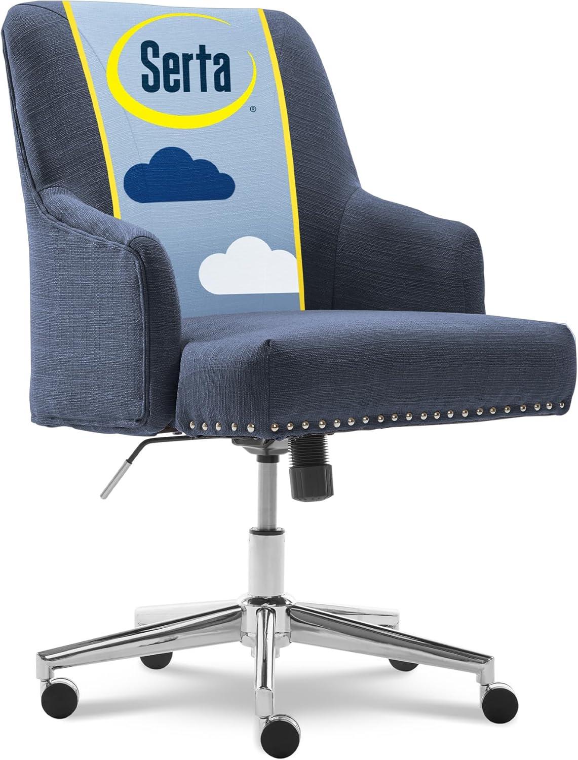 Style Leighton Home Office Chair Sanctuary Blue - Serta: Swivel, Adjustable, Wood Frame, Fixed Arms