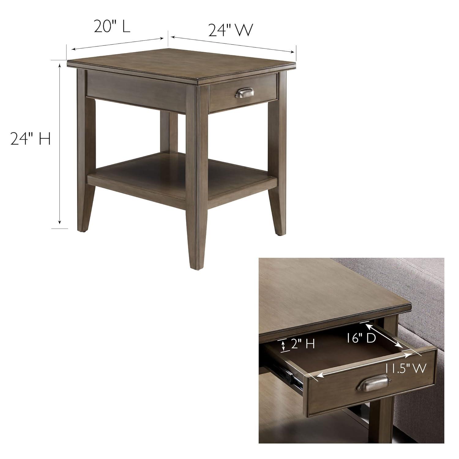 Leick Home 10507-GR Laurent End Table with Drawer and Display Shelf, Gray