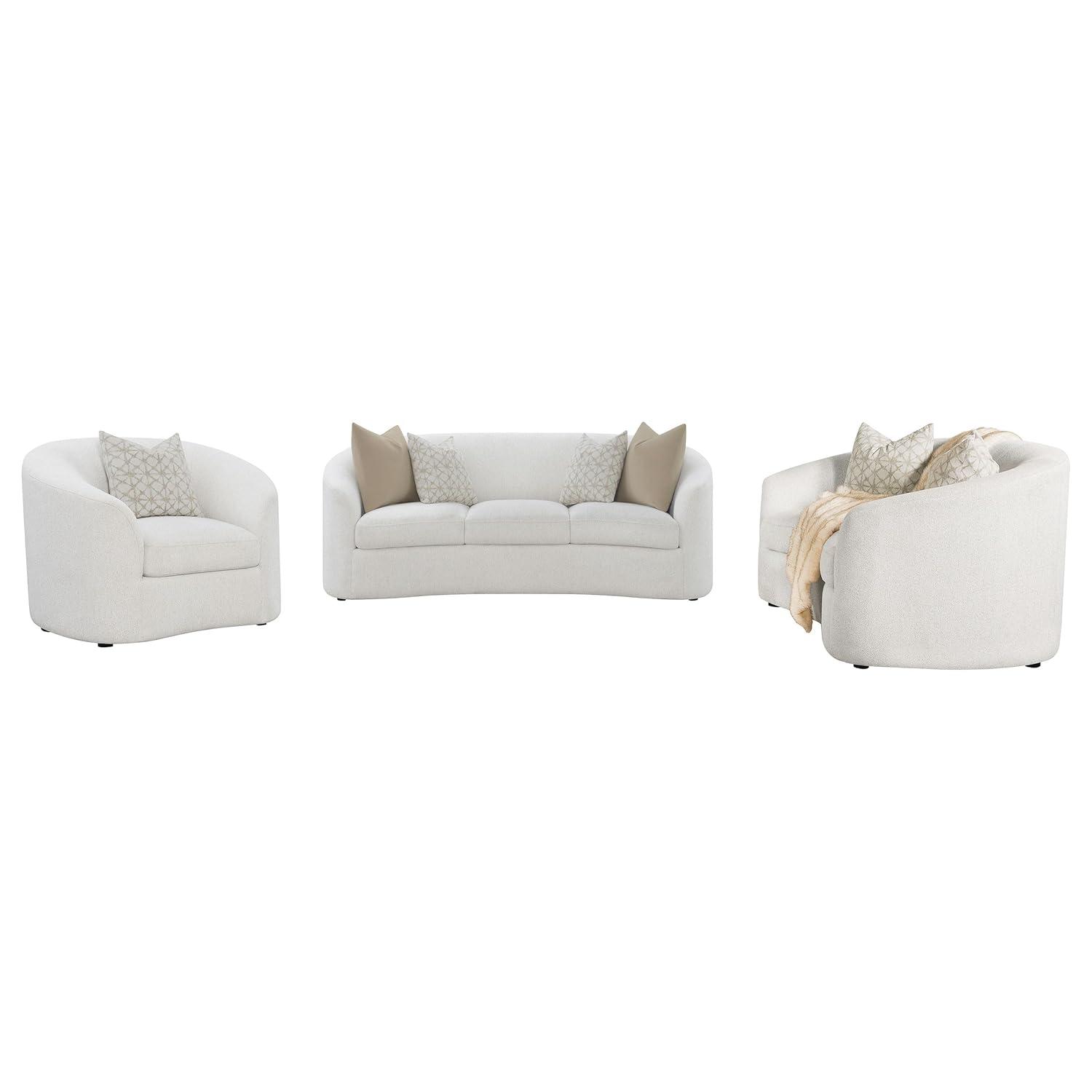 Coaster Rainn 3-piece Modern Fabric Upholstered Tight Back Living Room Set Latte