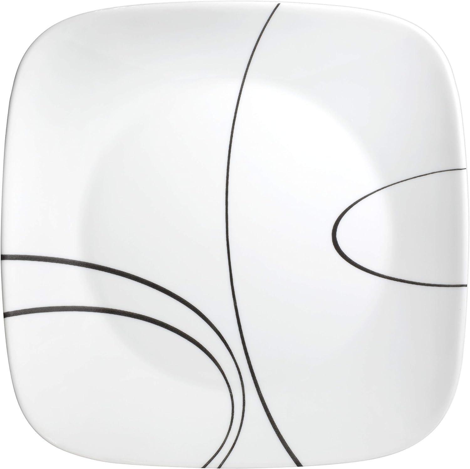 White Square Glass Dinnerware Set for 6 with Glossy Finish