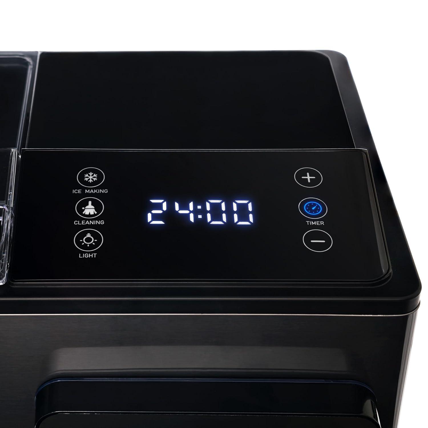 Newair Luma Nugget Countertop Ice Maker, 44 lbs in 24 hours, Black Stainless Steel Ice Machine