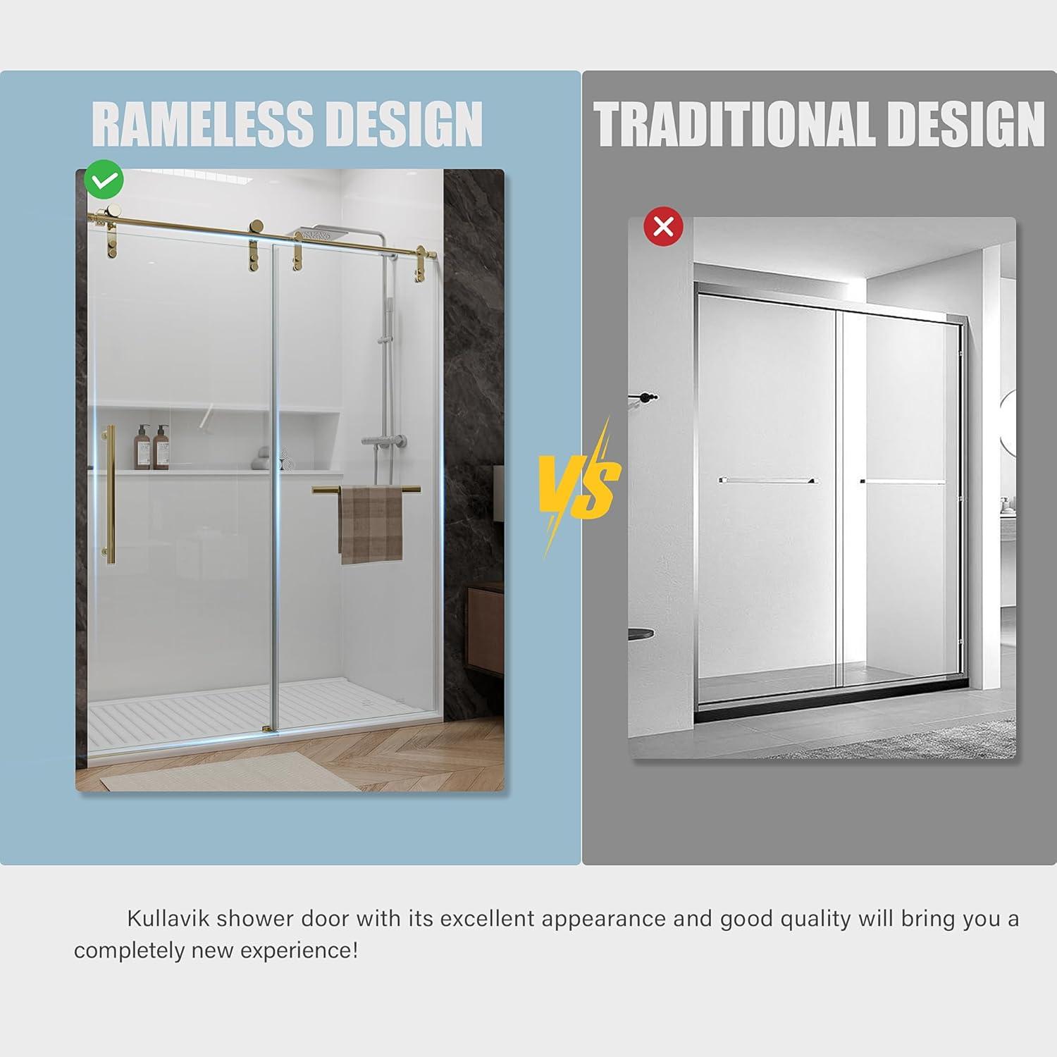 56-60"W X 76"H Double Sliding Shower Door, Aluminium Alloy Frame In Chrome, 5/16" (8Mm) Thick SGCC Tempered Clear Glass.